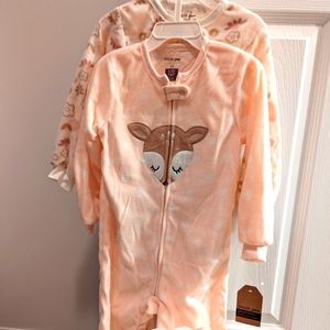 Pajama set (2 pcs) fleece footed with zipper 3T